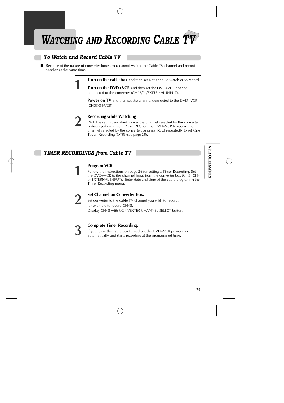 Atching and, Ecording, Able | GoVideo DV1040 User Manual | Page 30 / 59