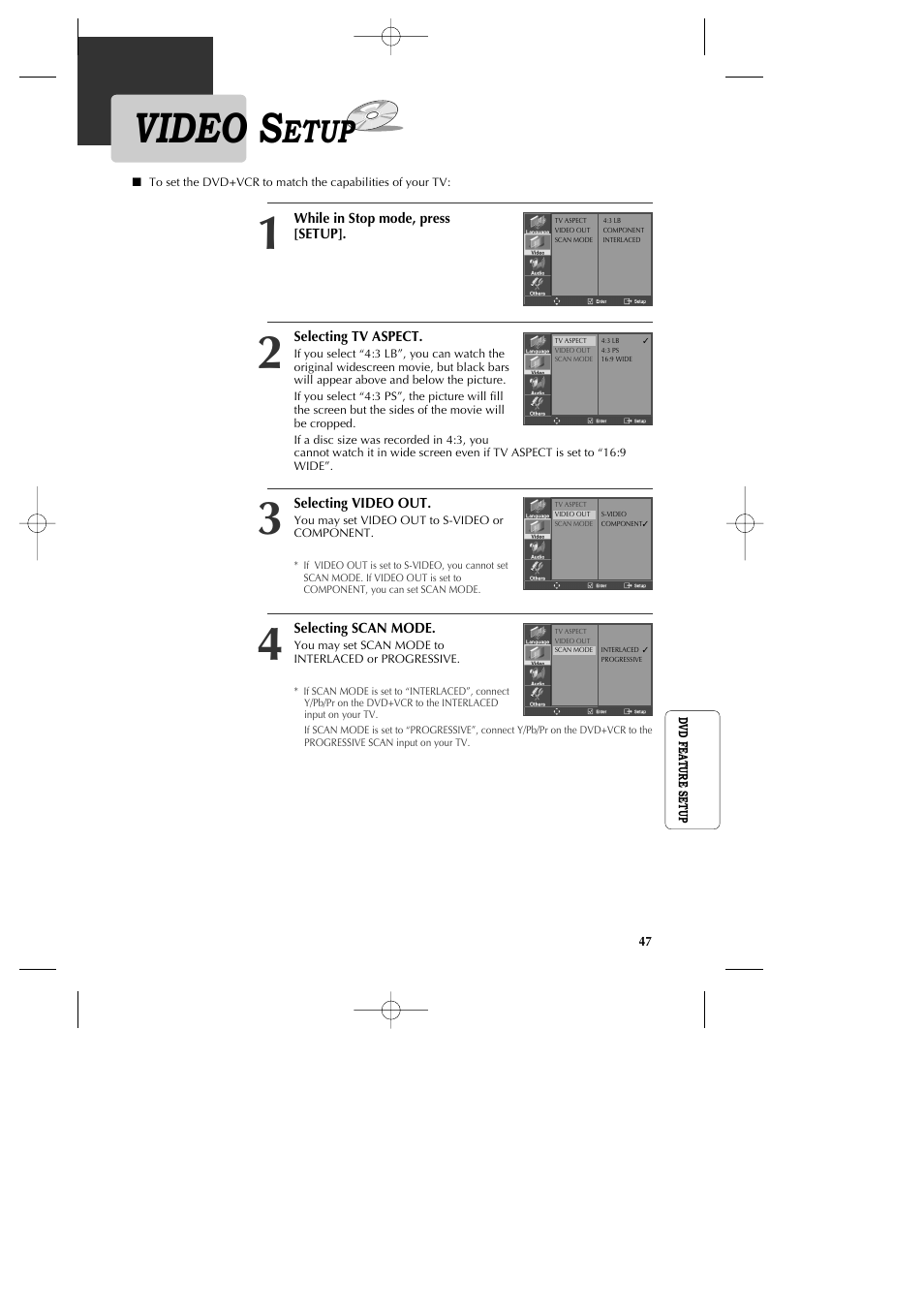 Video s, Etup | GoVideo DV1040 User Manual | Page 48 / 59