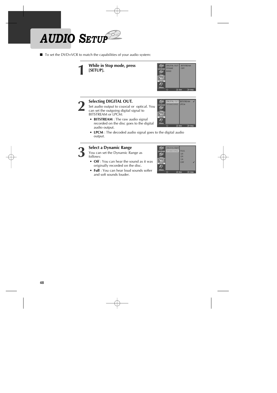 Audio s, Etup | GoVideo DV1040 User Manual | Page 49 / 59