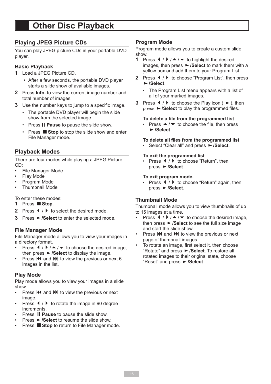 Other disc playback | GoVideo 525p User Manual | Page 16 / 30