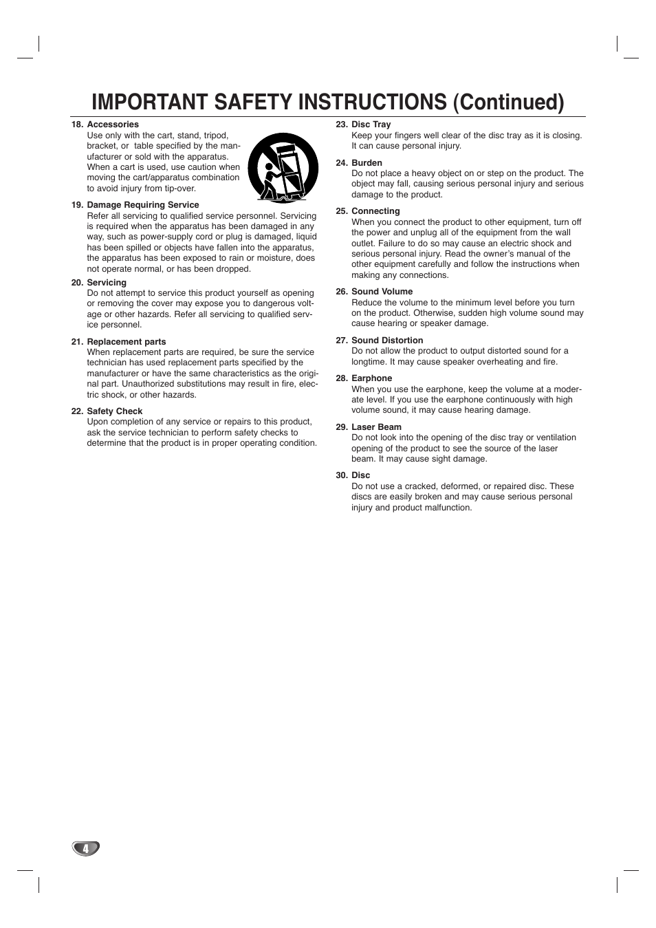 Important safety instructions (continued) | GoVideo DVD/VCR Combo User Manual | Page 4 / 38