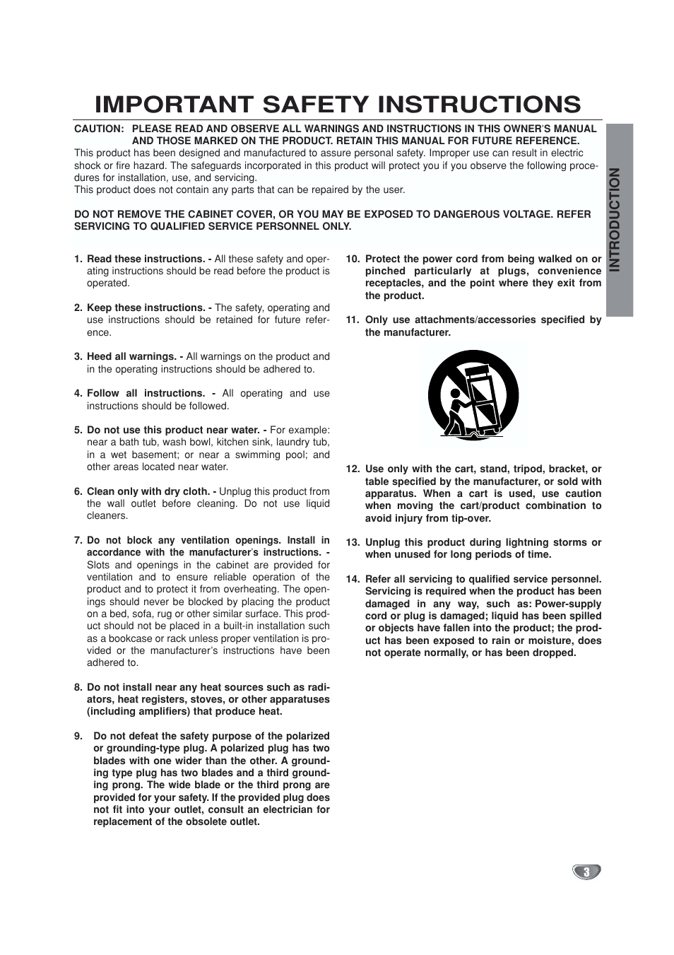 Important safety instructions, Introduction | GoVideo VR5940 User Manual | Page 3 / 66