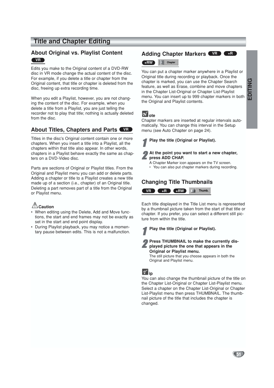 Title and chapter editing | GoVideo VR5940 User Manual | Page 51 / 66