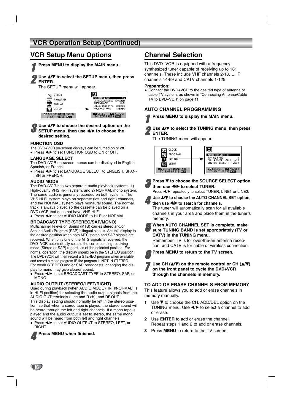 Channel selection | GoVideo DV1130Q User Manual | Page 16 / 41