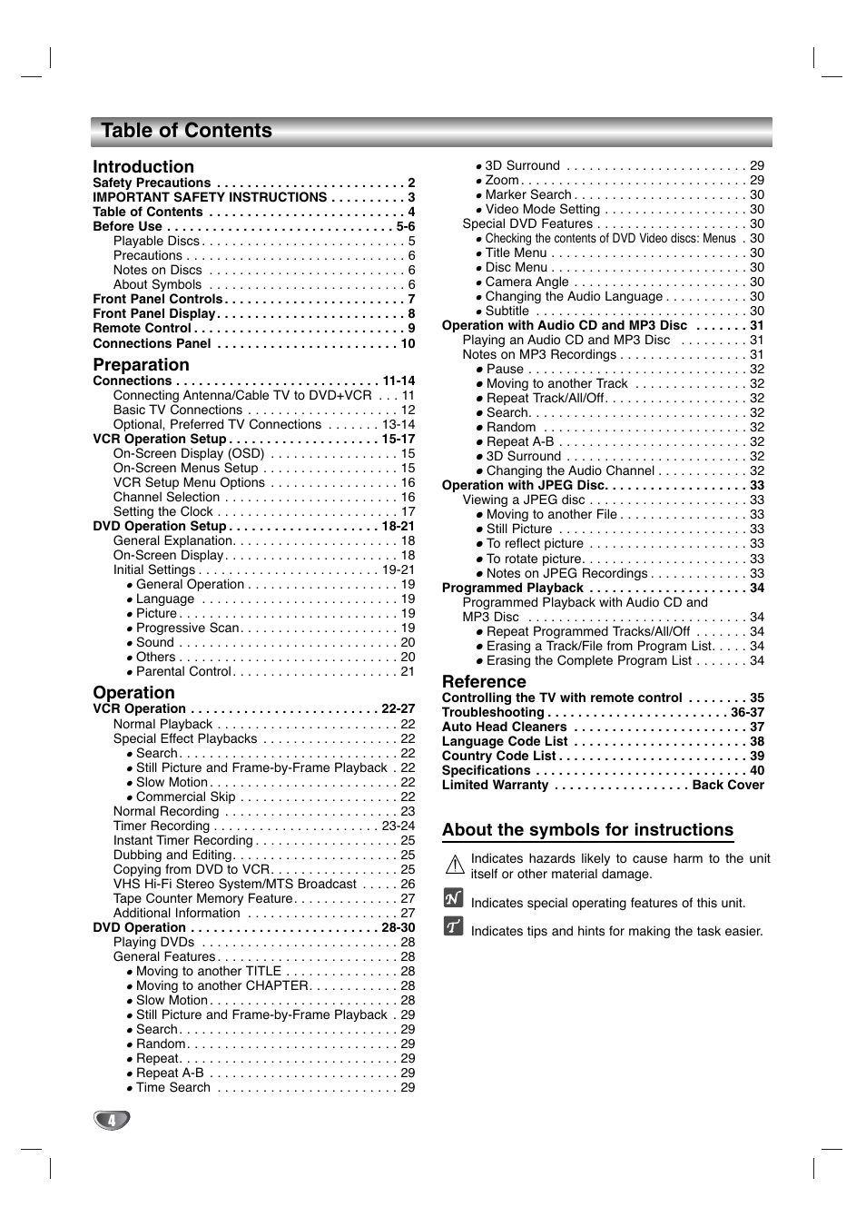 GoVideo DV1130Q User Manual | Page 4 / 41