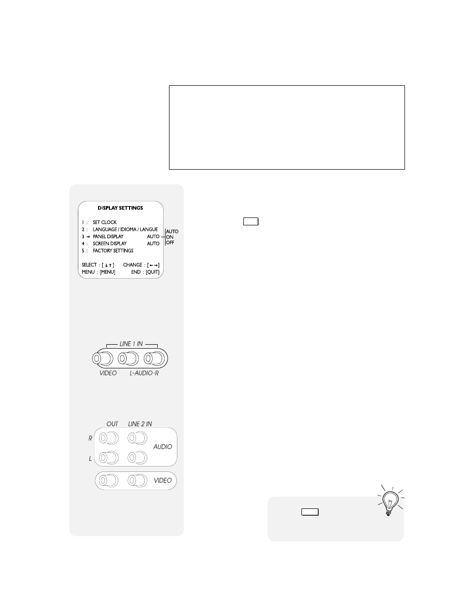 Front and rear audio/video inputs, Front panel display settings | GoVideo DDV9500 User Manual | Page 13 / 58