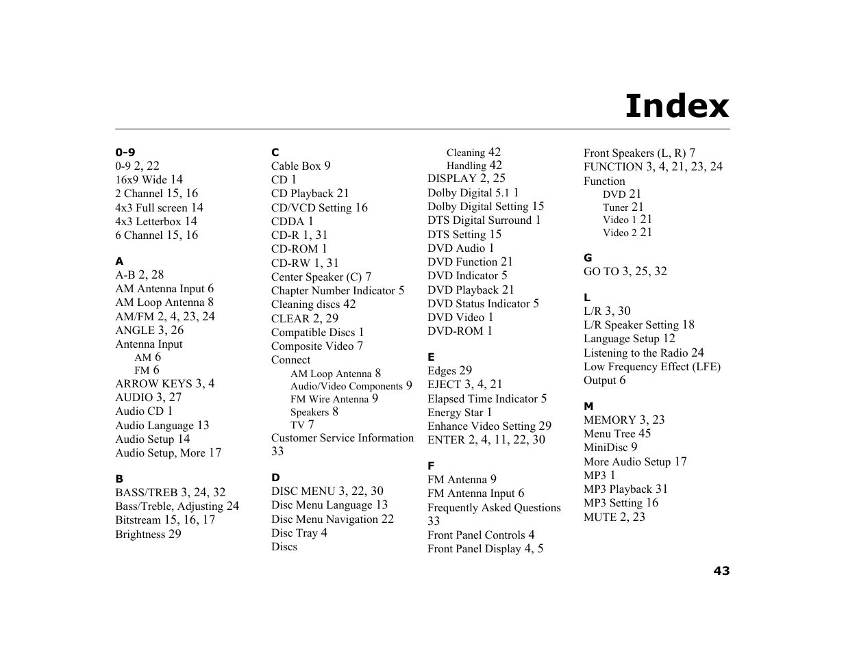 Index | GoVideo DHT7000 User Manual | Page 49 / 52