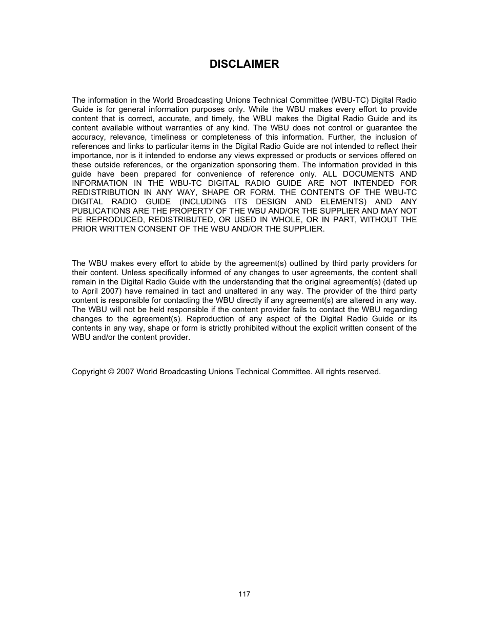 Disclaimer | Grundig Digital Radio User Manual | Page 117 / 118
