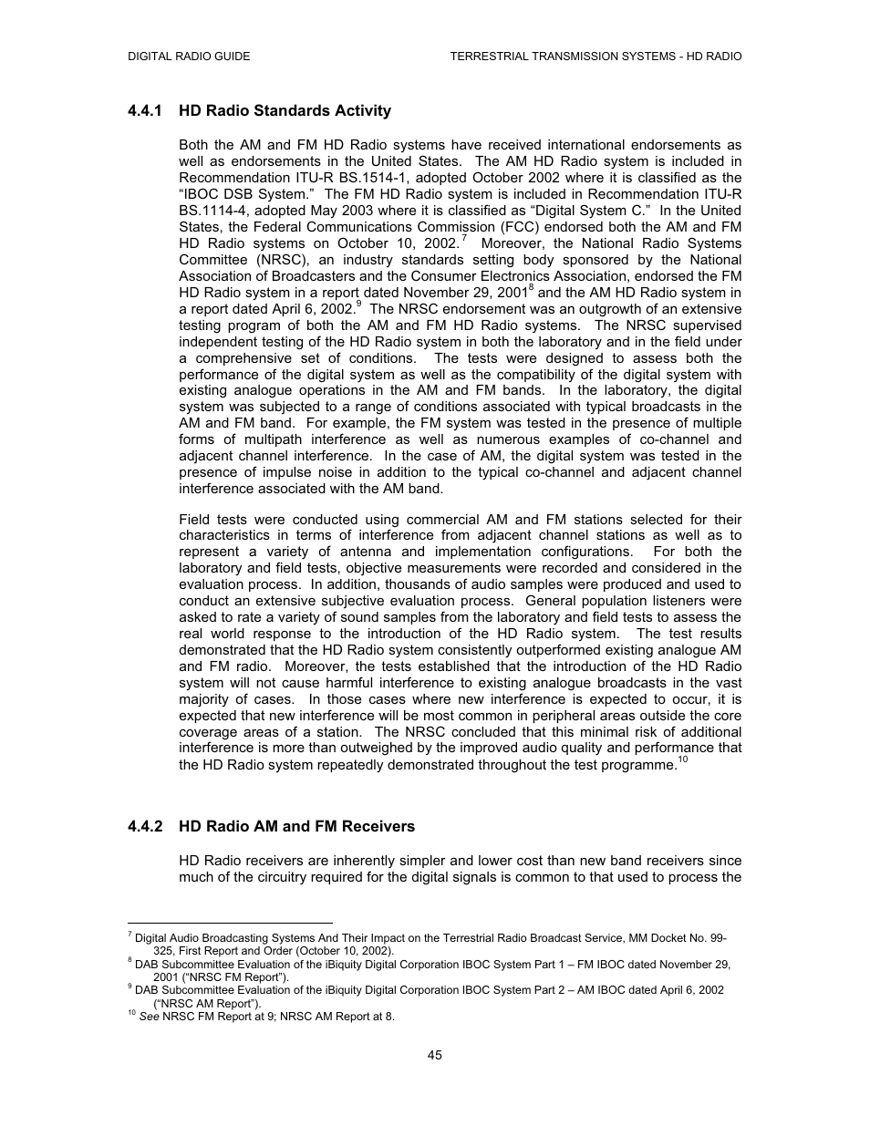 1 hd radio standards activity, 2 hd radio am and fm receivers | Grundig Digital Radio User Manual | Page 45 / 118