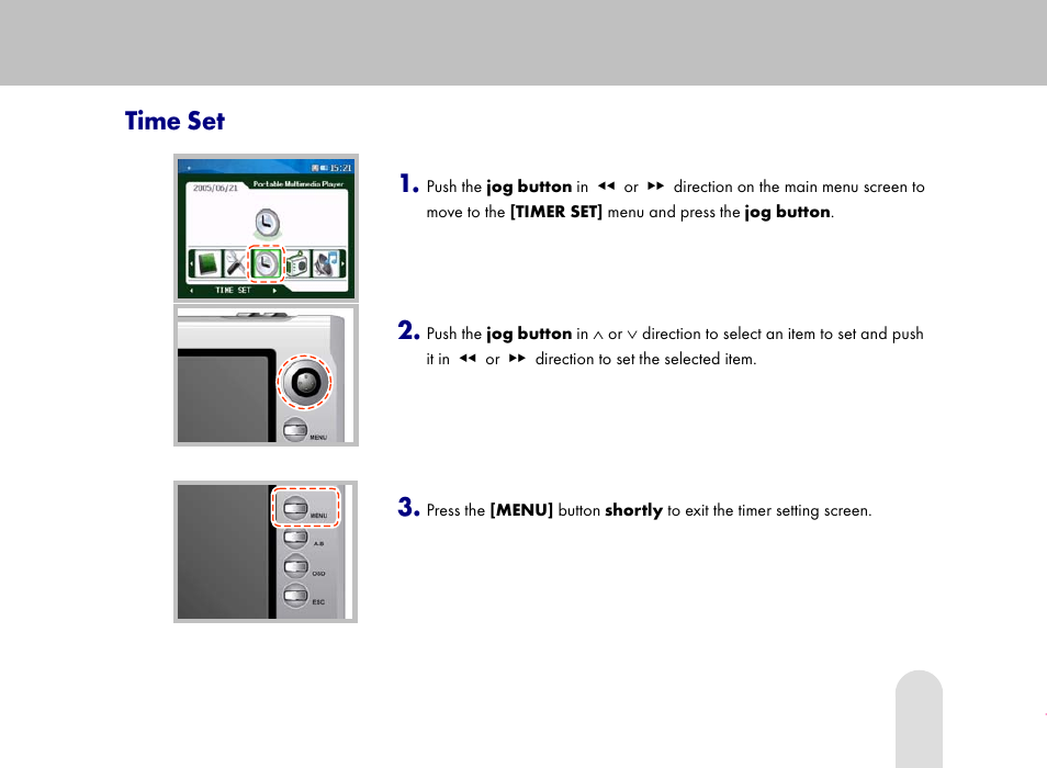 Time set | Grundig 30GB User Manual | Page 105 / 119