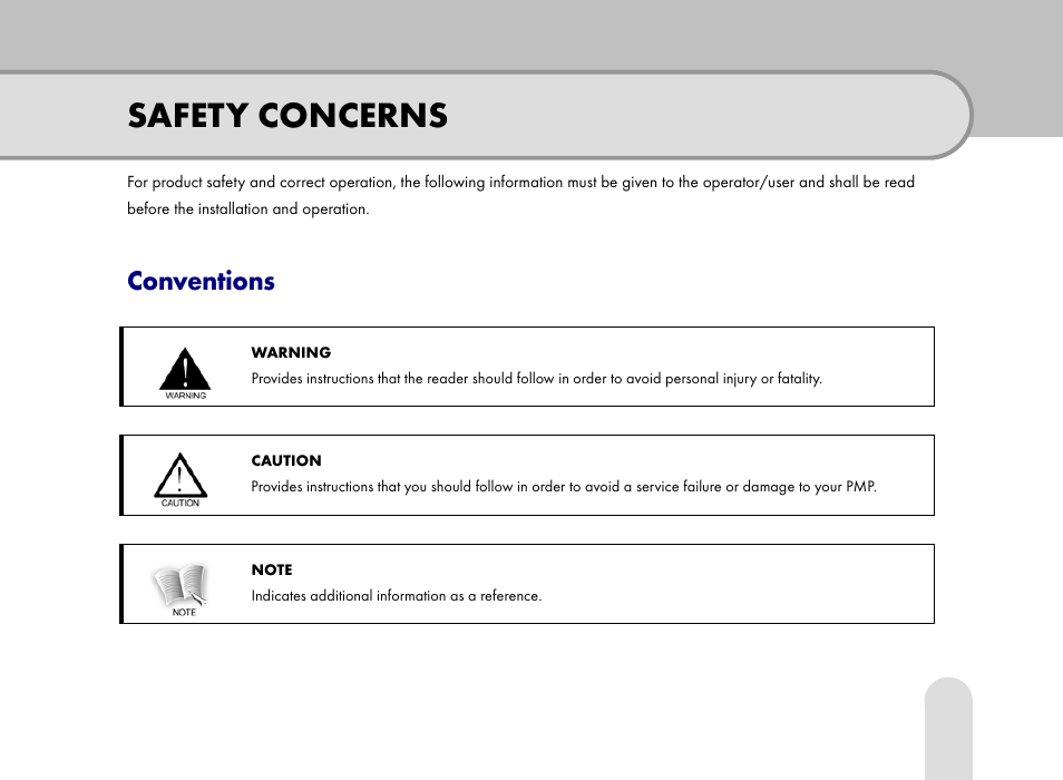 Safety concerns, Conventions | Grundig 30GB User Manual | Page 3 / 119