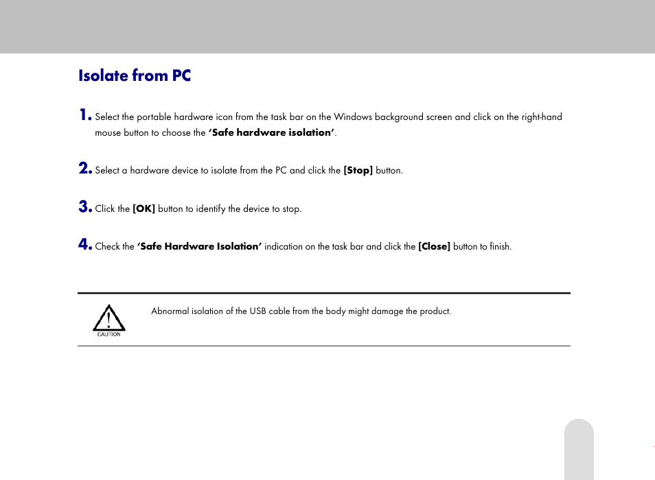 Isolate from pc | Grundig 30GB User Manual | Page 33 / 119