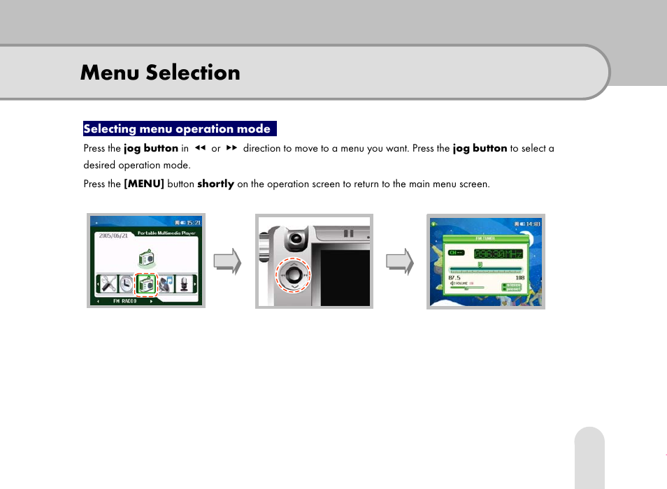 Menu selection | Grundig 30GB User Manual | Page 47 / 119