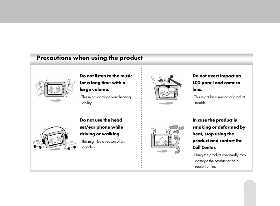 Precautions when using the product | Grundig 30GB User Manual | Page 5 / 119