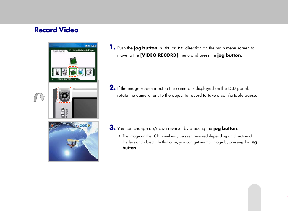 Record video | Grundig 30GB User Manual | Page 57 / 119