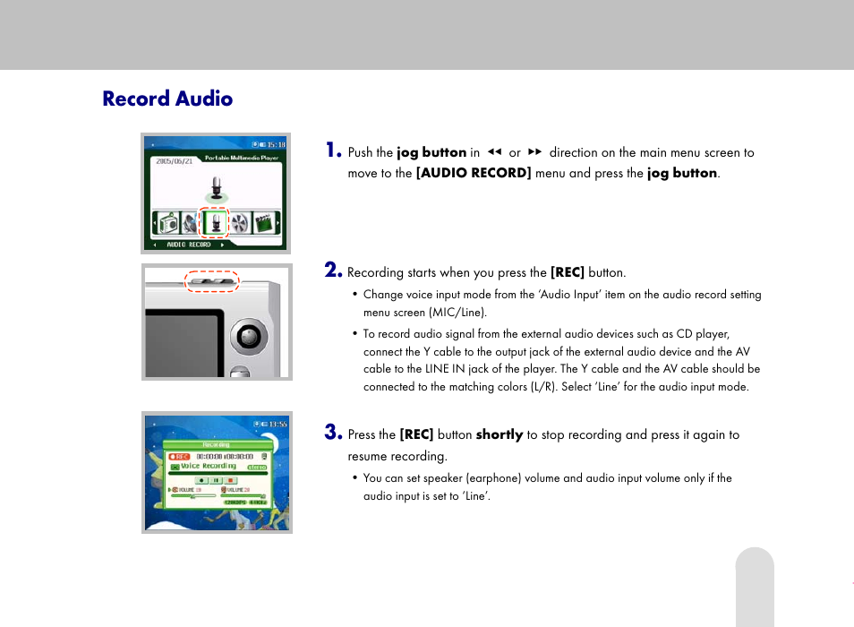 Record audio | Grundig 30GB User Manual | Page 79 / 119