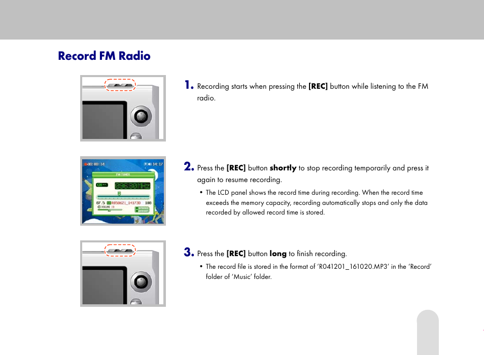 Record fm radio | Grundig 30GB User Manual | Page 87 / 119