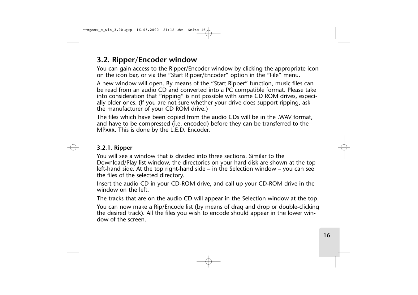 Ripper/encoder window | Grundig LED User Manual | Page 16 / 25