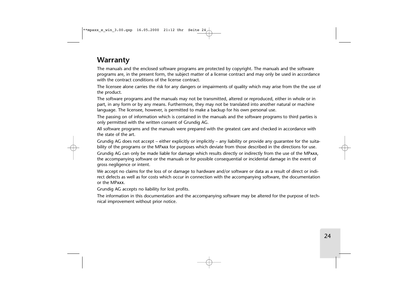 Warranty | Grundig LED User Manual | Page 24 / 25