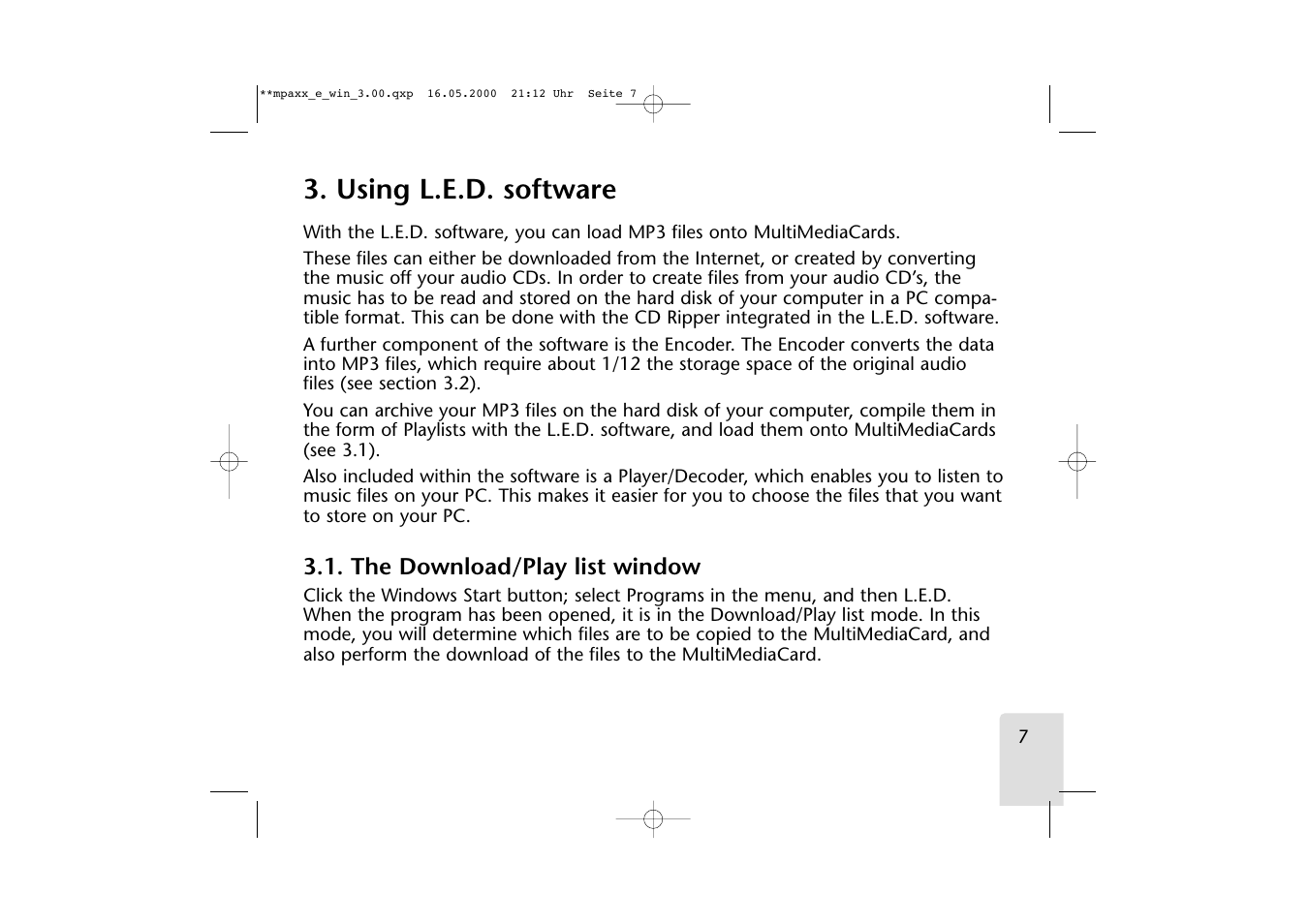 Using l.e.d. software | Grundig LED User Manual | Page 7 / 25