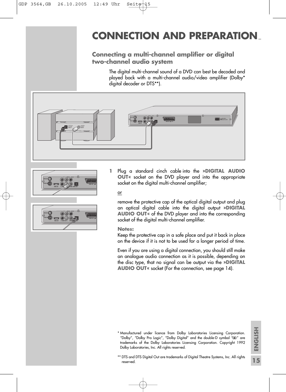 Connection and preparation, English | Grundig GDP 3564 User Manual | Page 15 / 52