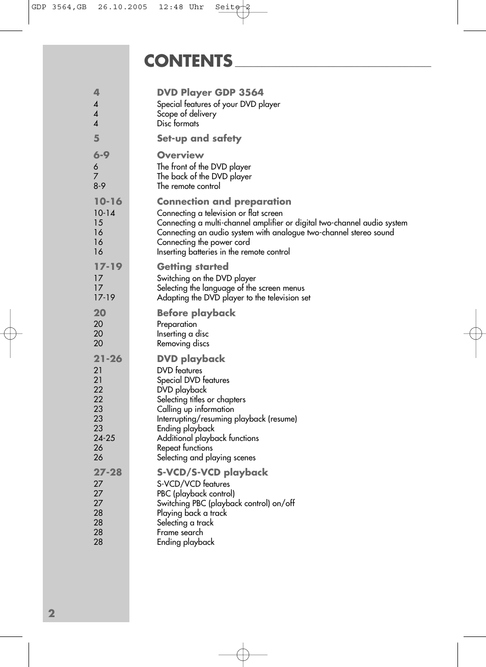 Grundig GDP 3564 User Manual | Page 2 / 52