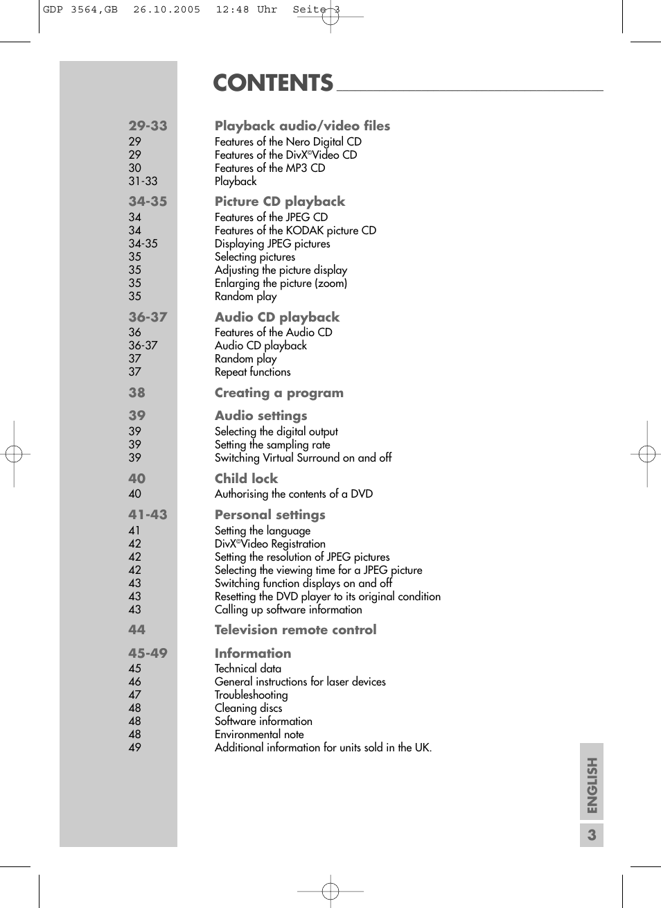 Grundig GDP 3564 User Manual | Page 3 / 52