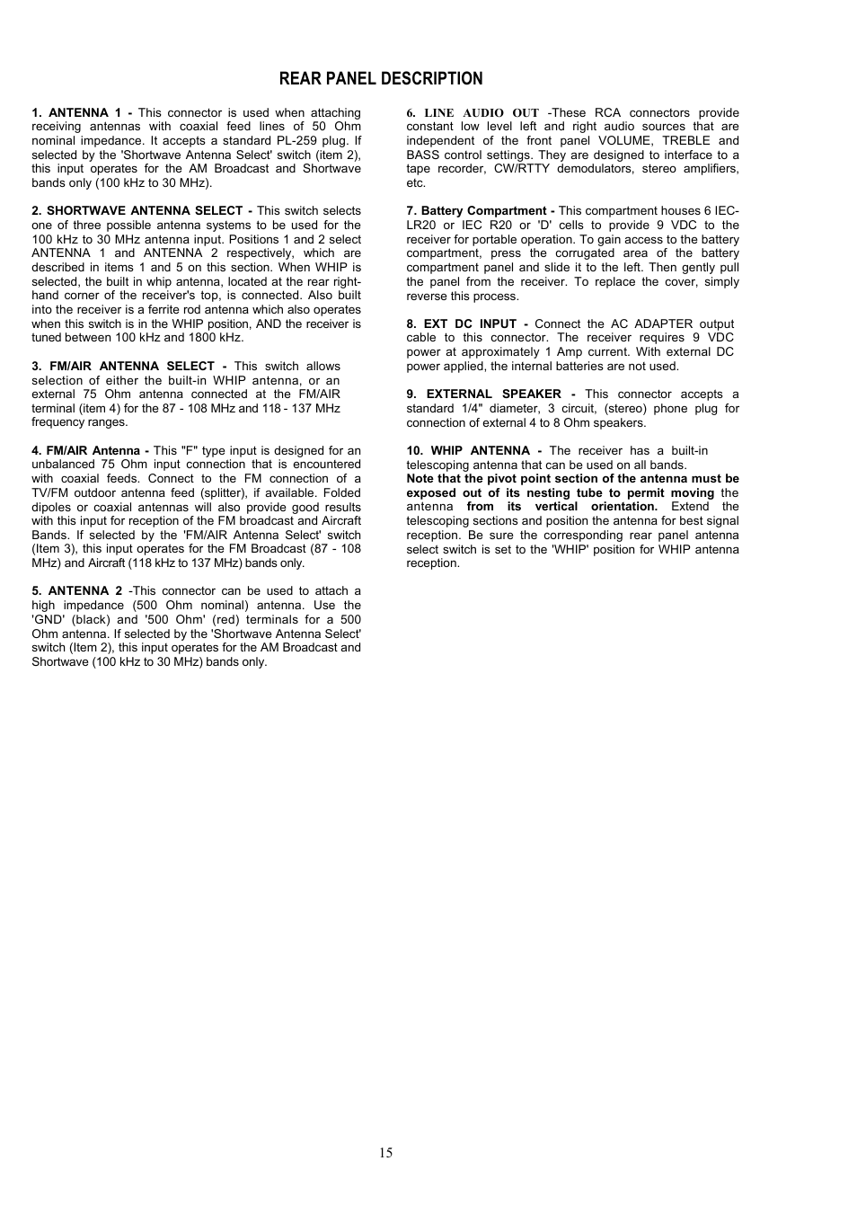 Rear panel description | Grundig 800 MILLENNIUM User Manual | Page 14 / 30