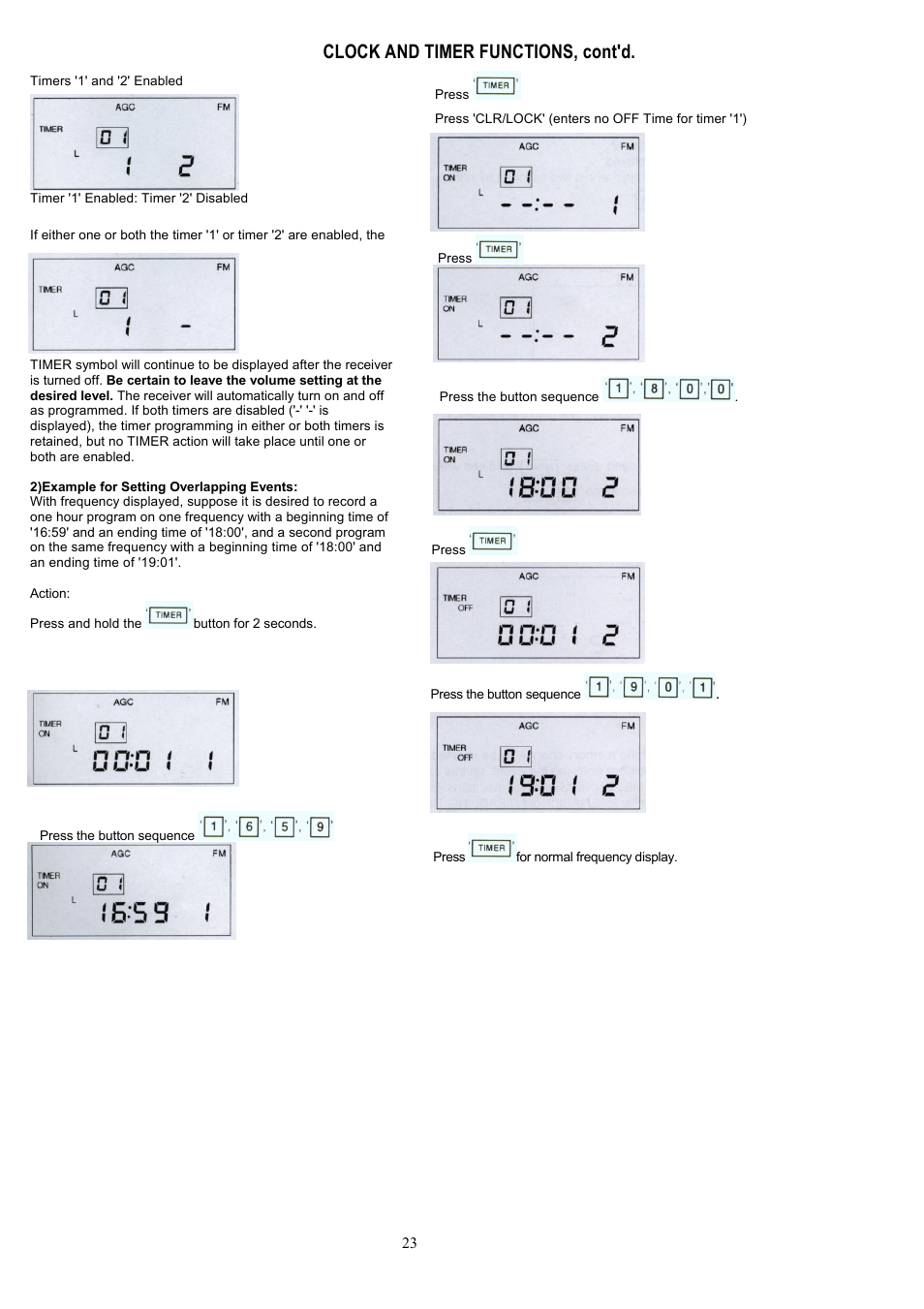 Clock and timer functions, cont'd | Grundig 800 MILLENNIUM User Manual | Page 22 / 30