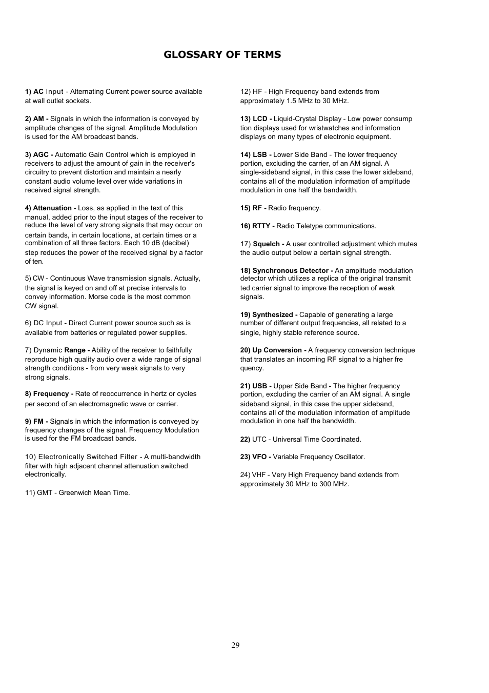 Glossary of terms | Grundig 800 MILLENNIUM User Manual | Page 27 / 30