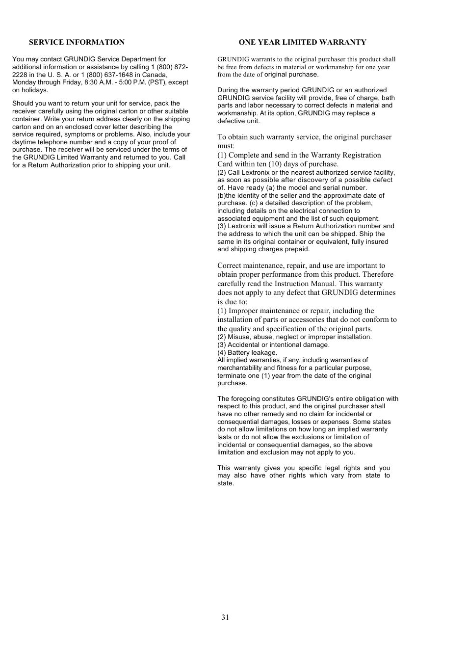 Grundig 800 MILLENNIUM User Manual | Page 29 / 30