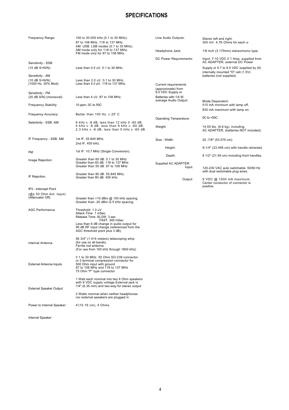 Specifications | Grundig 800 MILLENNIUM User Manual | Page 3 / 30