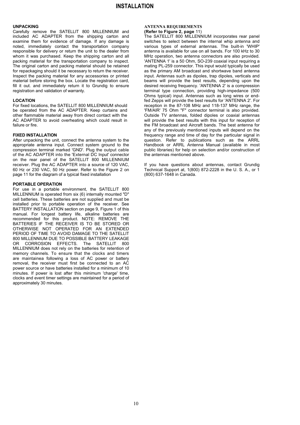 Installation | Grundig 800 MILLENNIUM User Manual | Page 9 / 30