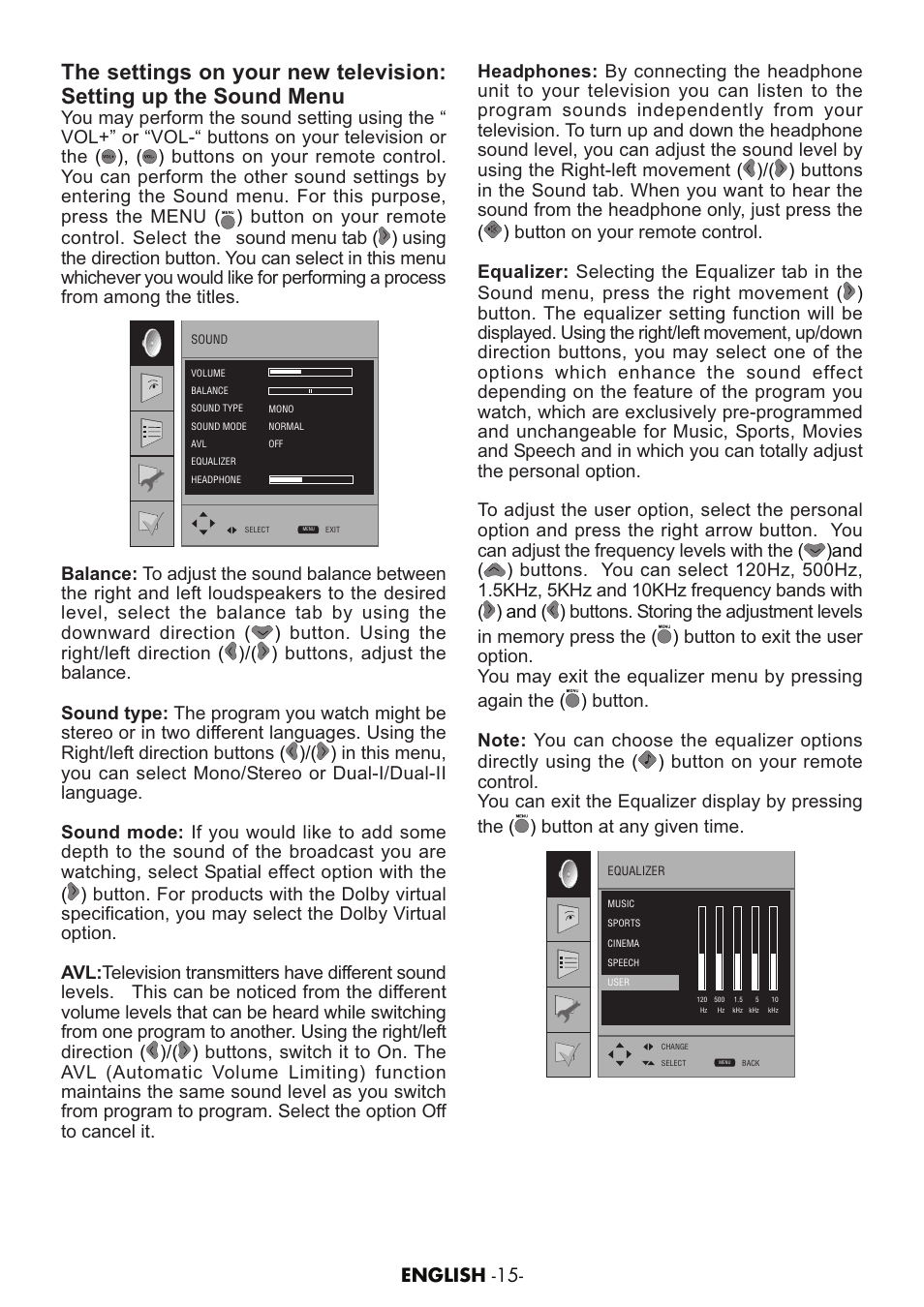 English -15 | Grundig AMIRA26HDBLK User Manual | Page 14 / 28