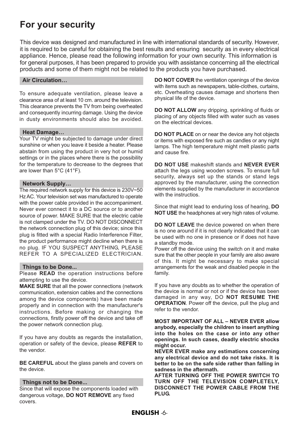 For your security | Grundig AMIRA26HDBLK User Manual | Page 5 / 28