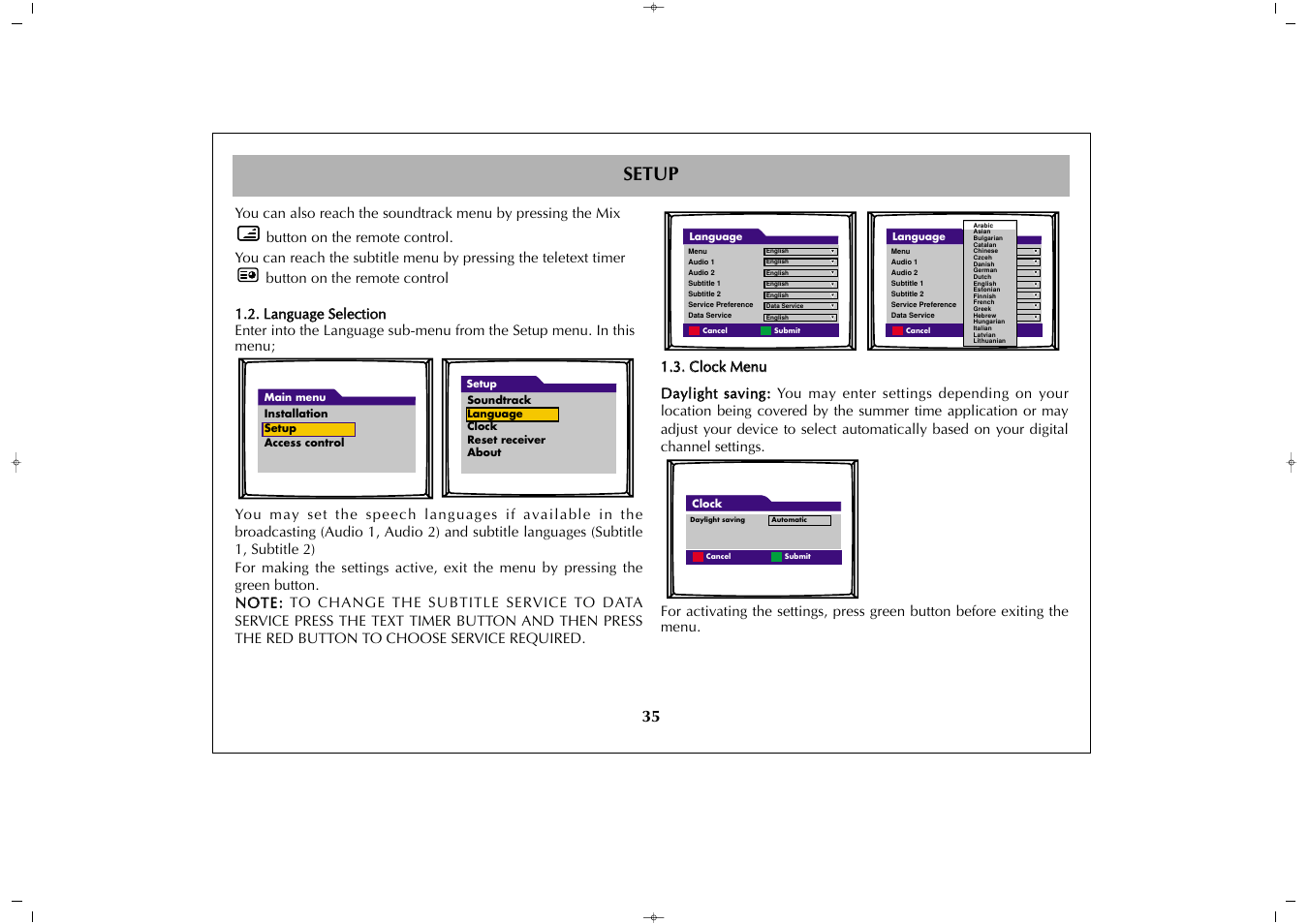 Setup | Grundig GULCD37HDIT User Manual | Page 35 / 45