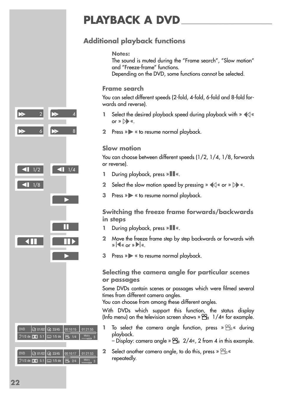 Playback a dvd, 22 additional playback functions | Grundig GDP 9550 User Manual | Page 22 / 47