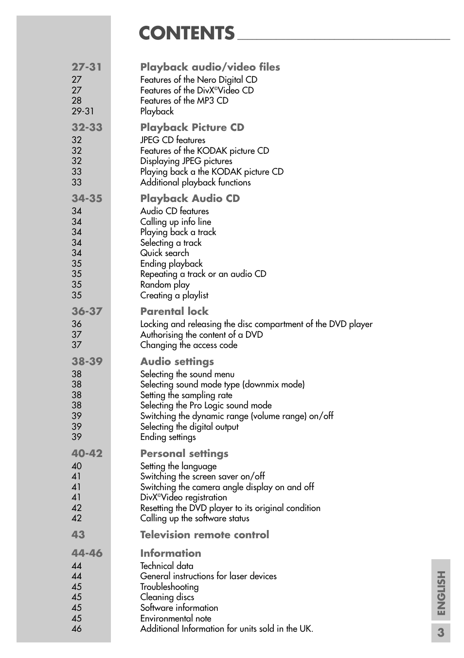 Grundig GDP 9550 User Manual | Page 3 / 47