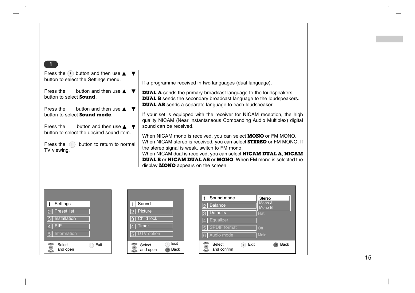 Setting up tv stations, Sound adjustment, Grundig | Grundig XENTIA LXW 94-8625 User Manual | Page 15 / 44