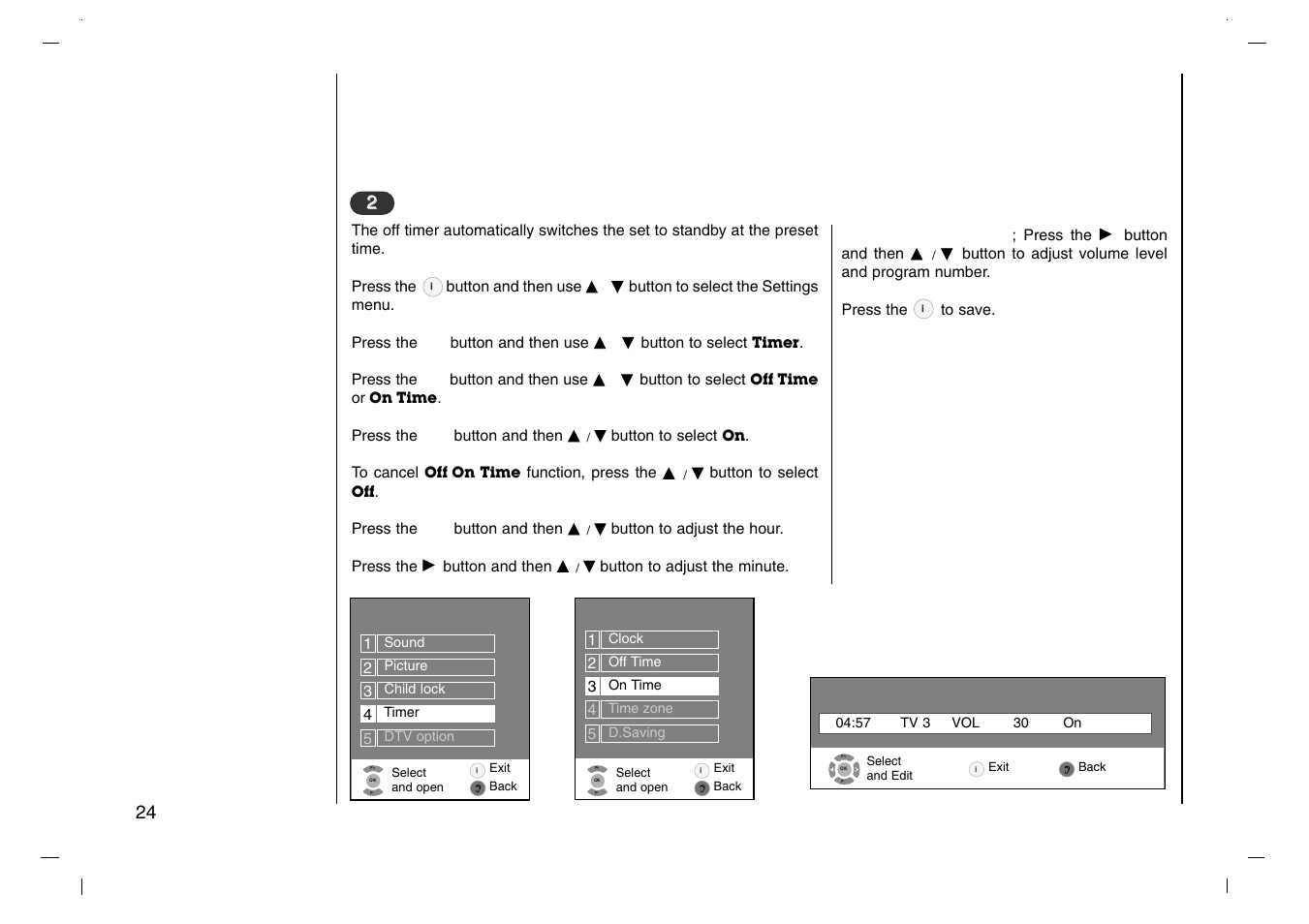 Setting up tv stations, Timer | Grundig XENTIA LXW 94-8625 User Manual | Page 24 / 44