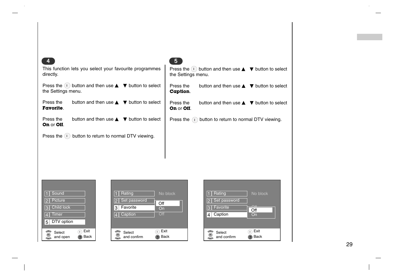 Dtv option menu | Grundig XENTIA LXW 94-8625 User Manual | Page 29 / 44