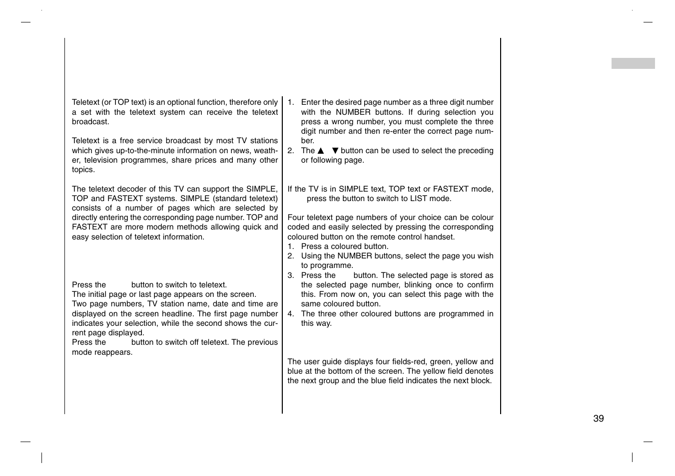 Teletext | Grundig XENTIA LXW 94-8625 User Manual | Page 39 / 44