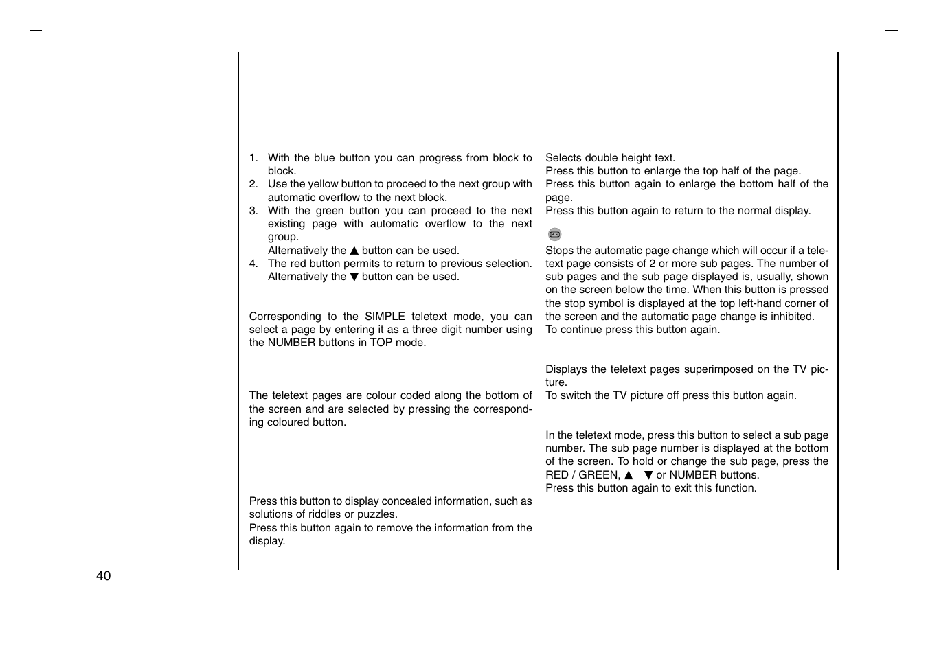 Teletext | Grundig XENTIA LXW 94-8625 User Manual | Page 40 / 44