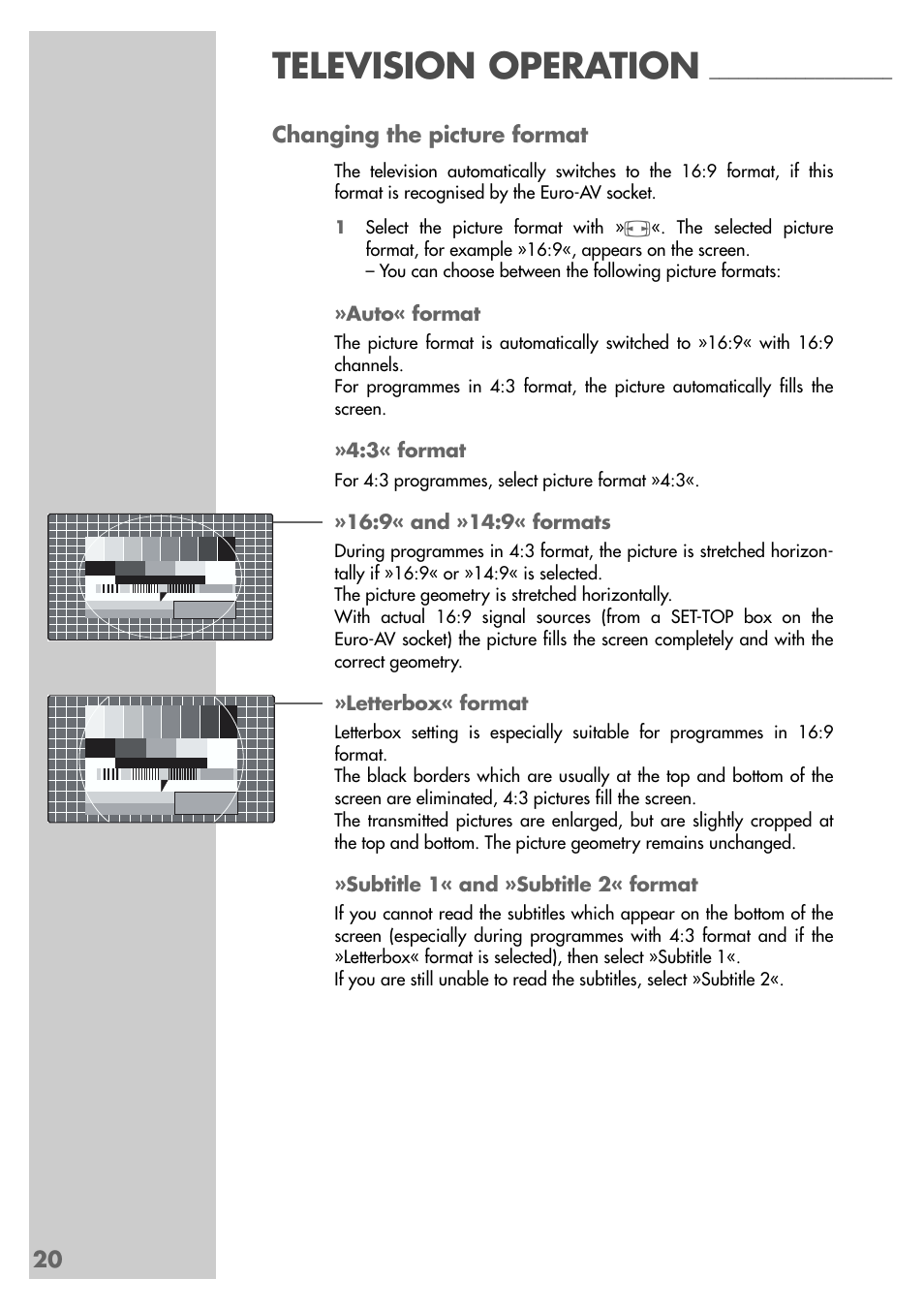 Television operation | Grundig MF 72-6510/8 User Manual | Page 20 / 40