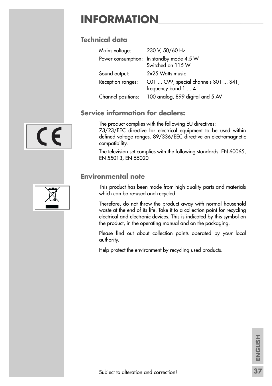 Information | Grundig MF 72-6510/8 User Manual | Page 37 / 40