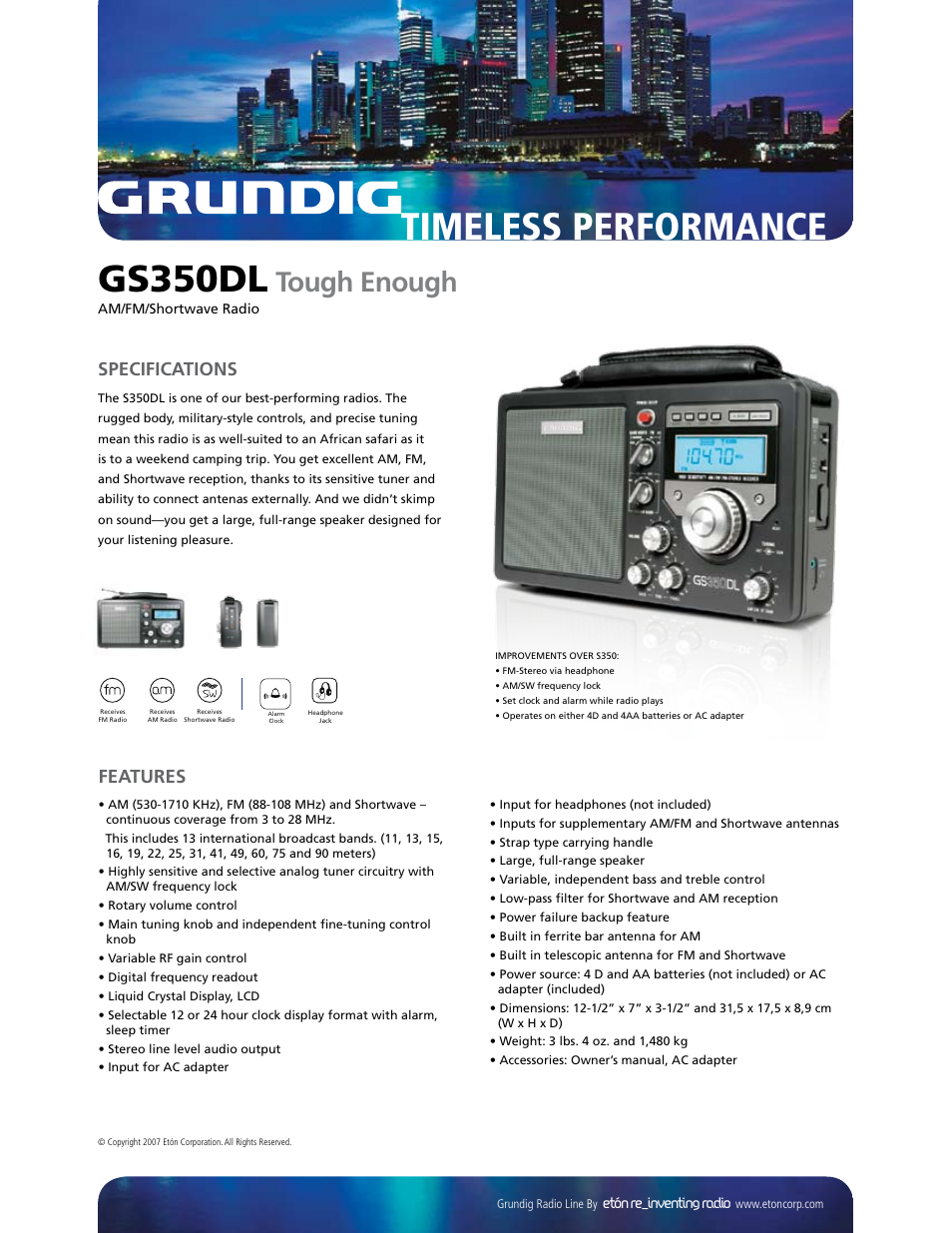 Grundig TOUGH ENOUGH GS350DL User Manual | 1 page