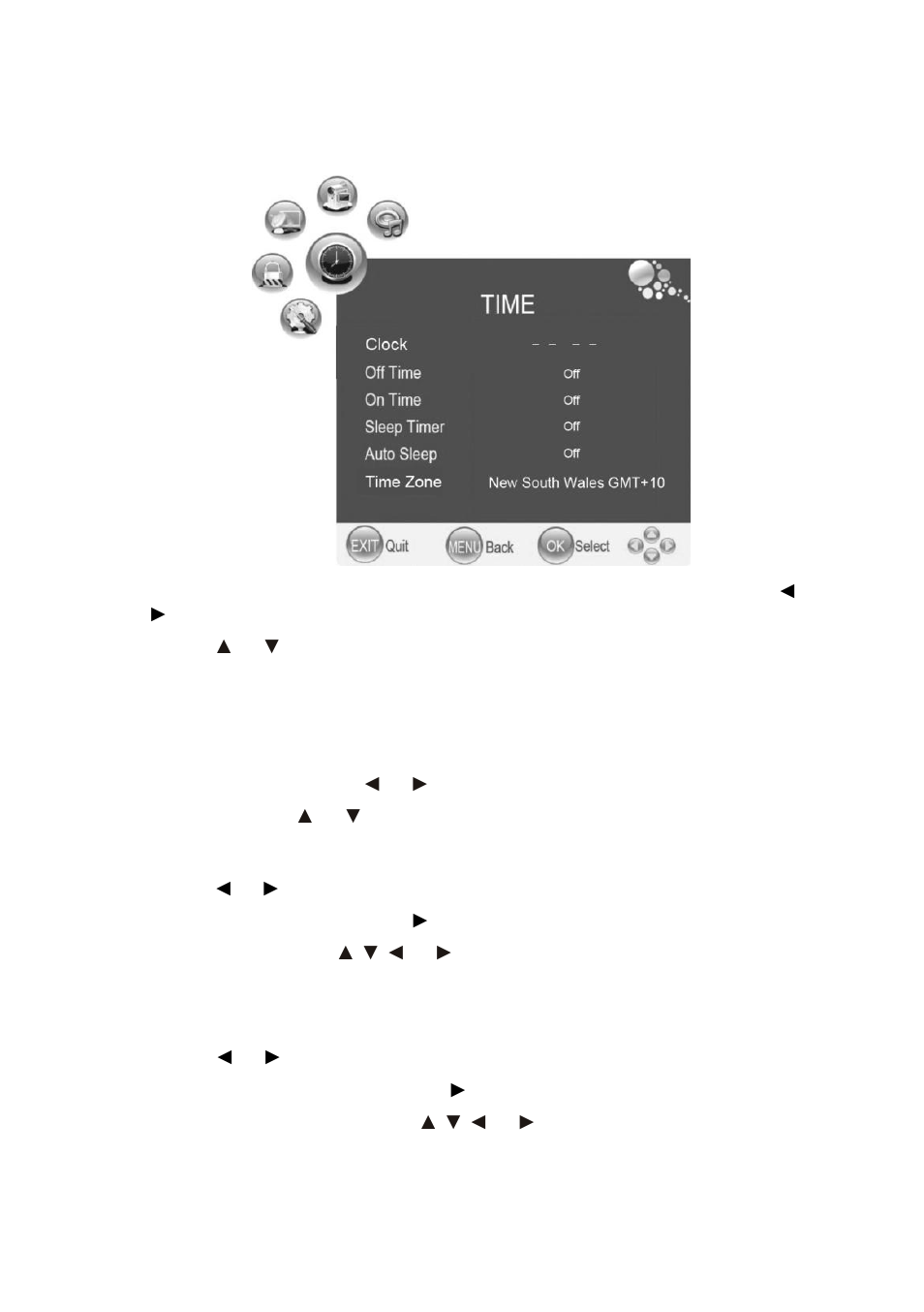 Time menu | Grundig GLCD2208HDV User Manual | Page 24 / 47