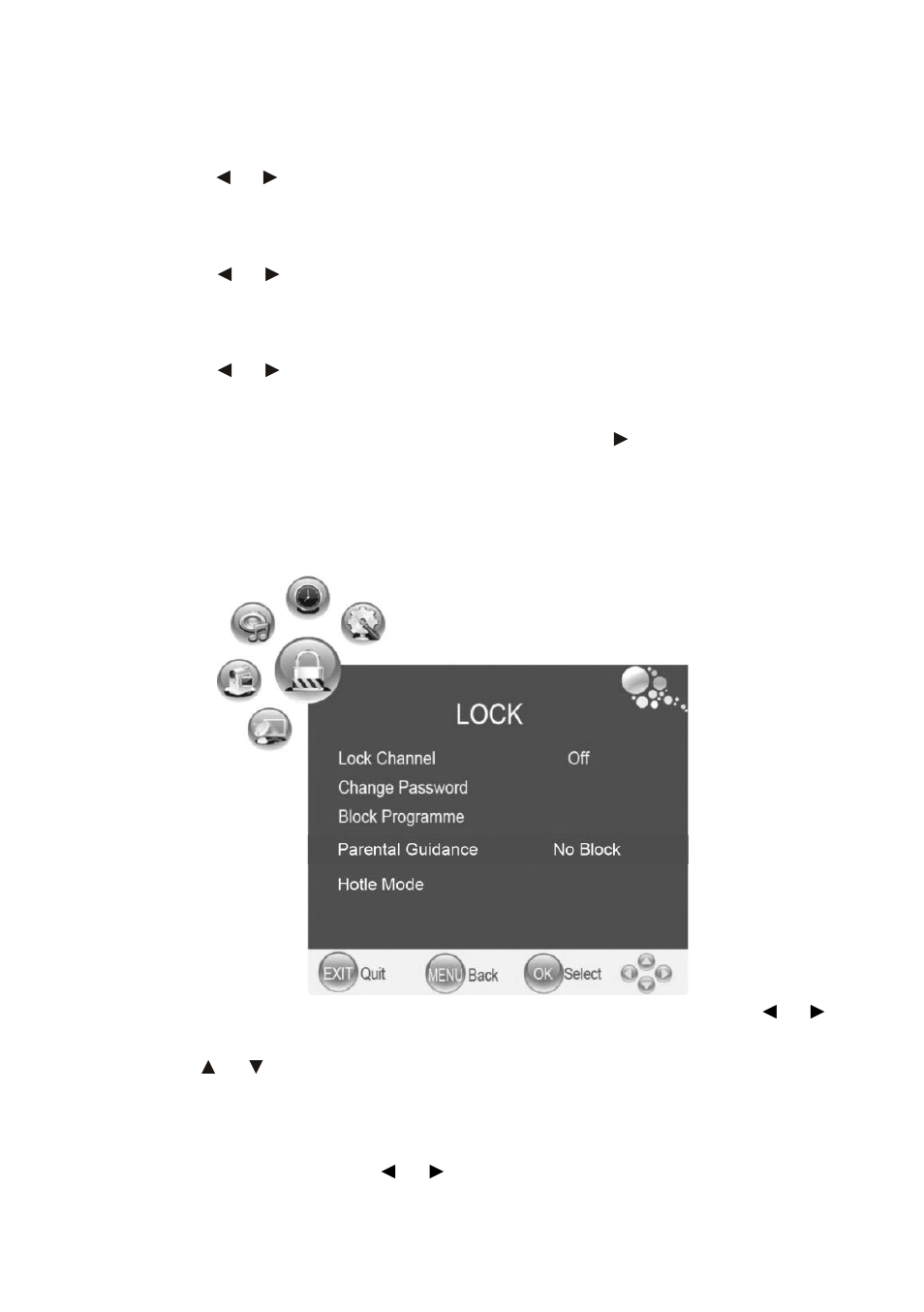 Lock menu | Grundig GLCD2208HDV User Manual | Page 26 / 47