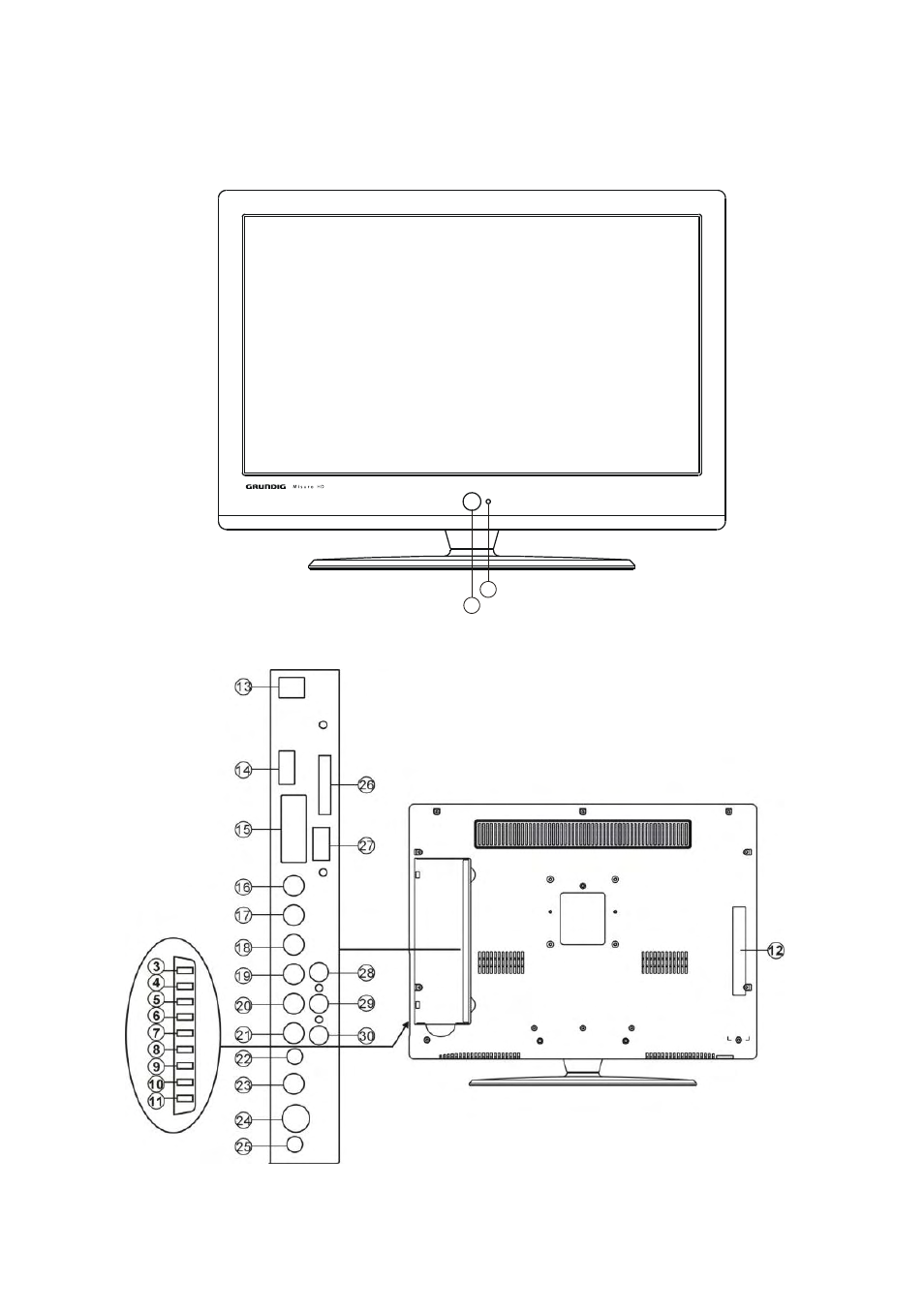 View of the tv | Grundig GLCD2208HDV User Manual | Page 8 / 47