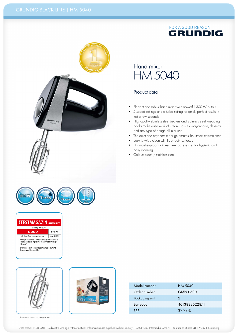 Grundig HM 5040 User Manual | 1 page